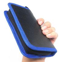 Blue Plaid Leather Canvas Tweezers Tool Bag - Portable & Handheld