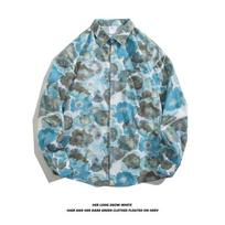 Unisex Retro Hong Kong Floral Long-Sleeve Shirt: Stylish, Relaxed, and Versatile Sun-Protective Jacket. M 43-52 kg
