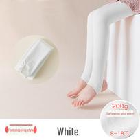 1600D Mergaičių Žieminės Vilnonės Kelnės su Drakono Letenomis ir Baltų Šokių Kojinių Rinkinys Small/S/90-105CM white
