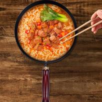 Iron Wok Non Stick Round Bottom Coated Pot 9.45inch Wooden Handle for All Stoves Cookware Without Lid