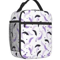 Eyelash Eyes Insulated Lunch Tote Bag Lashes With Purple Glitter Effect Seamless Cooler Thermal Bento Box Outdoor Camping Travel 26x21x11CM smėlis