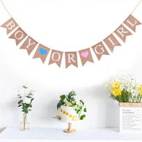 Boy or Girl Burlap Banner - Burlap Baby Shower Banner, Baby Shower Decorations beige