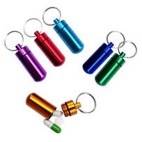Lauko vaistų buteliukas Aliuminio lydinio raktų pakabukas Mini vaistų indelis Pirmoji pagalba Tablečių buteliukas Madingi raktų pakabukai Spalva atsitiktinė Random color 1Pcs blue
