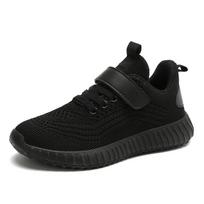 2024 New Simple Hook & Loop Solid Color Girls and Boys Mesh Sneakers Teenage Big Children Sport Shoes Non-slip Free Shipping New 28 juoda