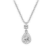 Full diamond water drop necklace female zircon pendant collarbone chain light luxury niche ins style high-end design jewelry white