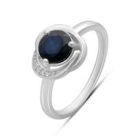 Sidabrinis žiedas su natūraliu safyru 1,836ct, cirkoniais, gaminio svoris 3,11 g (2178729) 17.5 safyras