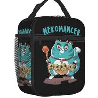 Nekomancer Cat Insulated Lunch Bag for Outdoor Picnic Satanic Gothic  Anime Leakproof Thermal Cooler Bento Box Women Kids 26x21x11CM smėlis