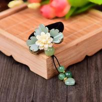 Ancient Style Hair Ring Vintage Tassel Pendant Retro Headdress Female Chinese Style Hair Clip Accessory for Women Creative Gifts žalia