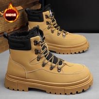 2024 Winter Outdoor Rhubarb Boots Labor Insurance Tooling Boots New Trendy Fashion Men's Boots British Fleece Martin Boots 39