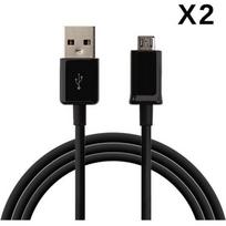 [Compatible Samsung Galaxy S3-S4-S5-S6-S7-MINI-EDGE] Lot 2 USB Cables Charger Black Micro USB Port 1 M [Phonillico®]