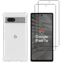 Shockproof Case for Google Pixel 7a and 2 Tempered Glass Screen Protector Phonillico® skaidri