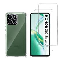 Shockproof Case for Honor 200 Smart 5G and 2 Tempered Glass Screen Protector Film Phonillico® skaidri