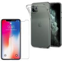 Case for Apple iPhone 11 PRO MAX + Tempered Glass - Ultra Thin Soft Silicone Protection Glass Film Screen Protector [Phonillico®] skaidri