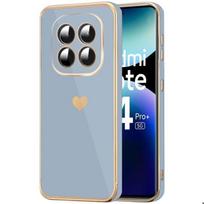 Case for Xiaomi Redmi Note 14 Pro Plus 5G/Note 14 Pro+ 5G, Heart Pattern Shockproof Soft Blue