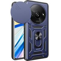 Coque pour Xiaomi Redmi A3 - Bleu Marine - Protection 360° - Support Rotatif - PC + TPU