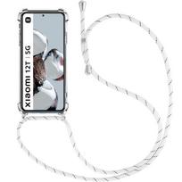 Coque Silicone pour Xiaomi 12T - 12T Pro - AntiChoc Anti-Rayures Transparent avec Cordon Blanc