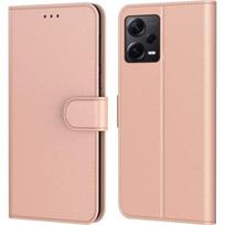 Coque pour Redmi Note 12 Pro 5G - Protection 360 Effet Cuir Fermeture Magnétique Protection Rose