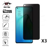 [3 pieces] Anti-spy Tempered Glass for OPPO Reno 8 5G - E.F.CONNECTION - Shockproof Protection - Black
