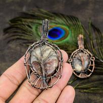 Laguna Lace Agate Handmade Copper Wire Wrap Jewelry Pendant 2.96  j4H90
