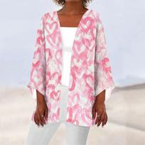 Women's Casual Fashion Printed Lightweight Medium Length Jacket Cardigan L šviesiai rausvos spalvos