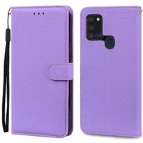 A21S dėklas Samsung Galaxy A21S dėklas Piniginė Odinis atverčiamas dėklas Samsung A21S dėklas A 21s A217F Minkštas silikoninis dangtelis Fundas For Samsung A21S šviesiai violetinė spalva