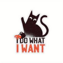 I Do What I Want - Kiss-Cut Stickers - Cat Sticker - Transparent Sticker - Laptop Sticker - Computer Sticker - White Sticker 3inch/7.62cm 5pc