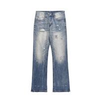 2025 New Mens Jeans High Street Baggy Ripped Denim Pants Y2k Streetwear Man Summer Fashion Casual Designer Wide Leg Trousers Men S mėlyna
