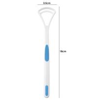 Tongue Brush Tongue Scraper Cleaner Dental Oral Care Tongue Cleaning Tool Anti-slip Design 180x35mm Yellow Blue Pink Green mėlyna