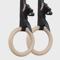 Reguliuojamas medinis gimnastikos žiedų rinkinys patalpų treniruotėms ir namų pratimams Single Wood Ring (32mm) black