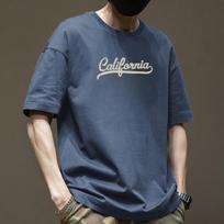 Short Sleeved Hong Kong Style Versatile Cotton T-shirt Travel Couple Men's Summer Loose Letters Printed Top Trend S