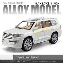 Nauja 1:24 Imitacinis Lydinio Automobilio Modelis Land Cruiser Visureigis su Garsu, Šviesa ir Muzika Modelis Atitraukiamas Kolekcinis Ornamentas Berniuko Dovanai balta