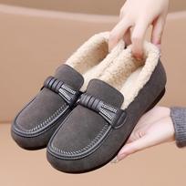 Retro Women's Slip on  Flat Shoes White Women Soft Sole Non-slip Loafer Female Casual Plush Warm Cotton Shoes Zapatillas Mujer 36 pilka spalva