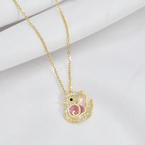 Small Mandarin Duck Necklace High Value Personality Trend Titanium Steel Women'S Collarbone Chain Inlaid With Zircon Exquisite Jewelry