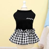 Summer Dog Dress Simple Plaid Luxury Skirts Chihuahua Yorkies Thin Breathable Dresses Cat Soft Skirt Puppy Clothes Pet Supplies XS juoda