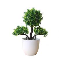 Guest-Greeting Pine Simulated Potted Plant Fake Bonsai Home Office Desk Decor AVE žalia