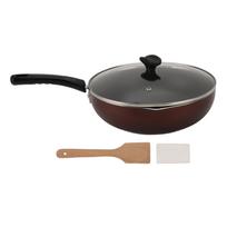 Nelipnus puodas su dangčiu Dengta Wok keptuvė Daugiafunkciniai namų gaminimo indai Geležis Kompozitas Medis L(for 6.5-9kg)