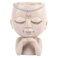 Face Flower Pot Head Planter Pot Succulent Planter Cute Resin Cactus Planter with Closed Eyes