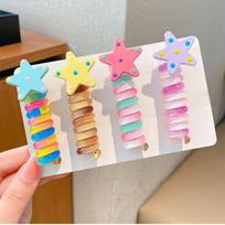 4PCS Children's Colorful Star Phone Line, Hair Loop, Headband, Girl's Non Harmful Headwear, Little Girl