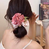 1pc Rose colon hair loop, Korean flower, niche temperament, elegant hair tie, hair tie headband