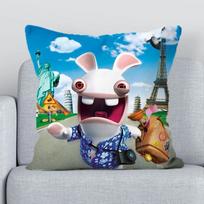 Pillow Hugs R-raving Rabbids Pillowcase  Short Plush Duplex Printing Ornamental Pillows for Living Room Chair Cushion Cover 30x30cm mėlyna