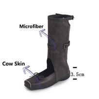 Krazing Pot Cow Skin Flock Summer Size 40 Square Toe Autumn European Design Buckle Med Heels Women Fashion Shoes 35 juoda