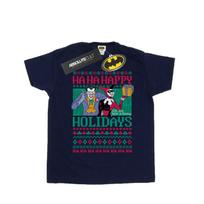 DC Comics Mens Joker And Harley Quinn Ha Ha Happy Holidays T-Shirt L tamsiai mėlyna spalva