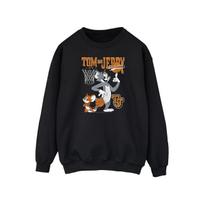 Tom and Jerry Mens Spinning Basketball Cotton Sweatshirt S juoda
