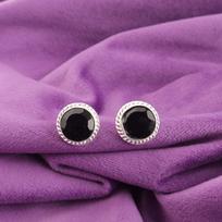 Root Chakra Natural Black Onyx Stud Post Earrings Jewelry 925 Sterling Silver EE-147-6 purple