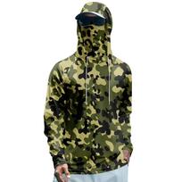 Men's Summer Camouflage Quick-drying Long-sleeved T-shirt Sun Clothing Fishing Fitness Sports Hooded Long-sleeved Top L