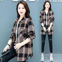 Women Casual and Fashionable Design Sense Fake Two Contrasting Color Plaid Shirt Blouse XXXXXL juoda