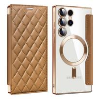 Applicable To A36 Samsung S25edge Yadun Xiaoxiangfeng Magnetic Leather Case Mobile Phone Case S24u Full Clip Protection Case Samsung S25edge-5G Global Edition beige