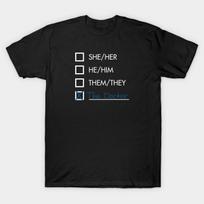 Men Black Print T-shirt Doctor Who Pronouns No-Cut Heat Transfer Print Cotton Tshirt XL juoda