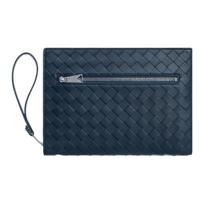 Bottega Veneta Intrecciato Silver Finish Detachable Strap Briefcase Document Bag Leather Clutch Small Men bags Dark-Blue 693675V0E513121 Regular Edition,Basic Set (Bag+Dust Bag)