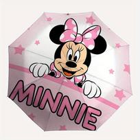 Disney Minnie Mouse,Pink Background,Stars Manual Opening and Closing Umbrella, 8-Rib Reinforced Folding Design, Lightweight black